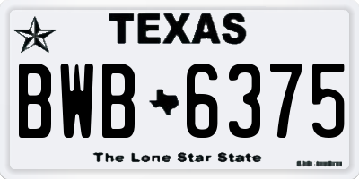 TX license plate BWB6375