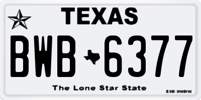 TX license plate BWB6377