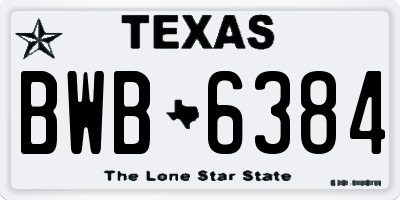 TX license plate BWB6384