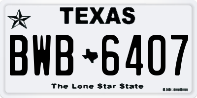 TX license plate BWB6407