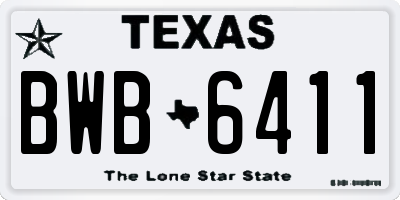 TX license plate BWB6411