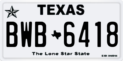 TX license plate BWB6418
