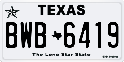 TX license plate BWB6419