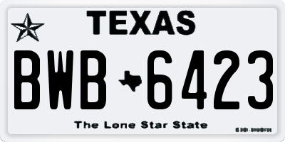 TX license plate BWB6423