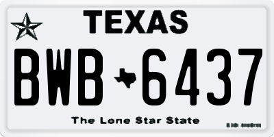 TX license plate BWB6437