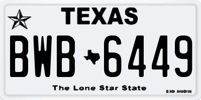 TX license plate BWB6449