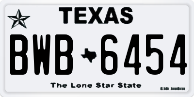 TX license plate BWB6454