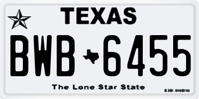 TX license plate BWB6455
