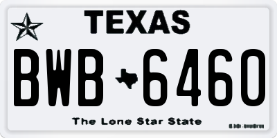 TX license plate BWB6460