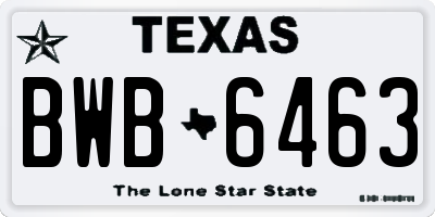 TX license plate BWB6463