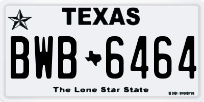 TX license plate BWB6464