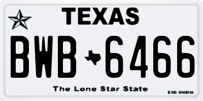 TX license plate BWB6466