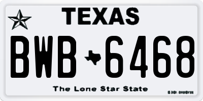 TX license plate BWB6468