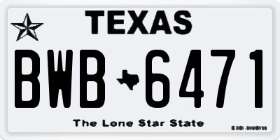 TX license plate BWB6471