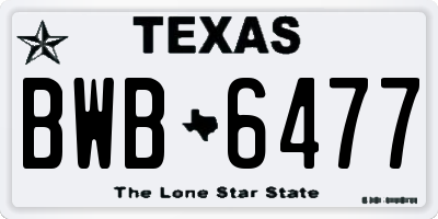 TX license plate BWB6477