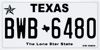 TX license plate BWB6480