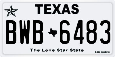 TX license plate BWB6483