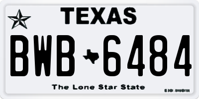 TX license plate BWB6484