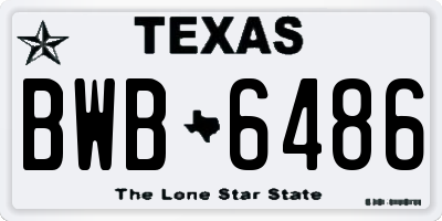 TX license plate BWB6486