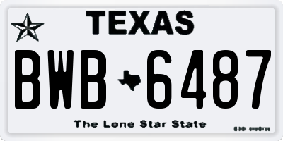 TX license plate BWB6487