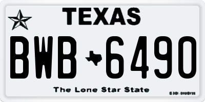 TX license plate BWB6490