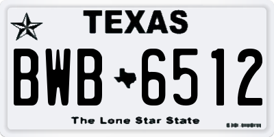 TX license plate BWB6512