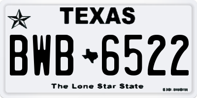 TX license plate BWB6522