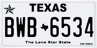 TX license plate BWB6534