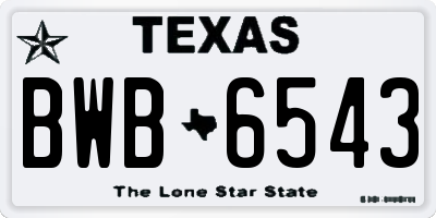 TX license plate BWB6543