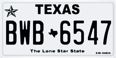 TX license plate BWB6547