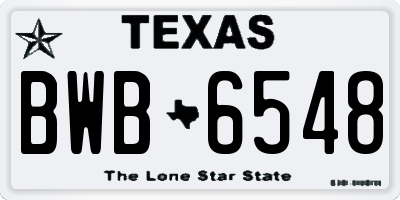 TX license plate BWB6548