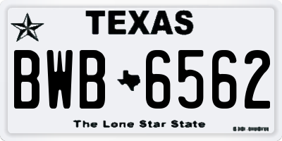 TX license plate BWB6562