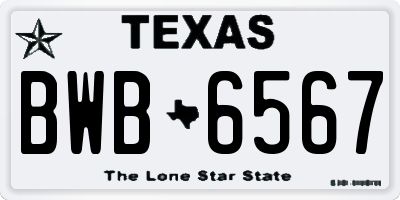 TX license plate BWB6567