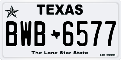 TX license plate BWB6577