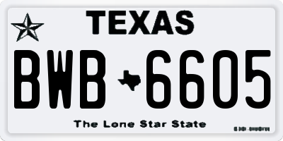TX license plate BWB6605