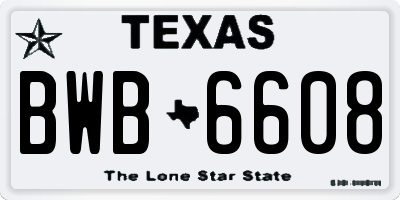 TX license plate BWB6608