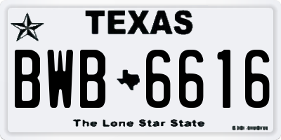 TX license plate BWB6616