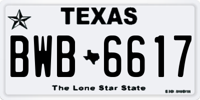 TX license plate BWB6617