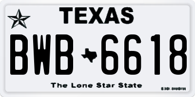 TX license plate BWB6618
