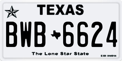TX license plate BWB6624