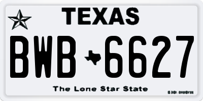 TX license plate BWB6627