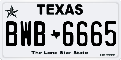 TX license plate BWB6665