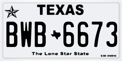 TX license plate BWB6673