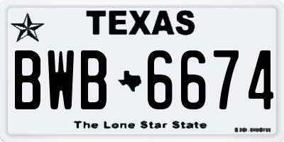 TX license plate BWB6674