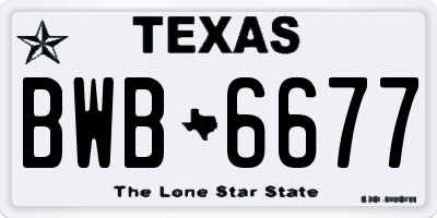 TX license plate BWB6677
