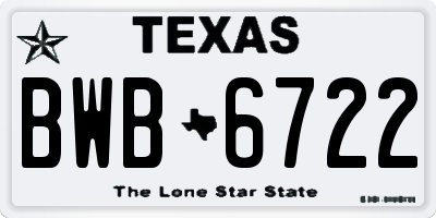 TX license plate BWB6722