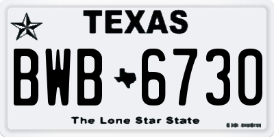 TX license plate BWB6730