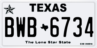 TX license plate BWB6734