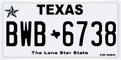 TX license plate BWB6738