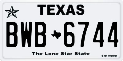 TX license plate BWB6744